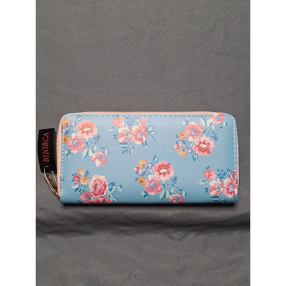 Bijorca Zip-Around Wallet Powder Blue Floral Print